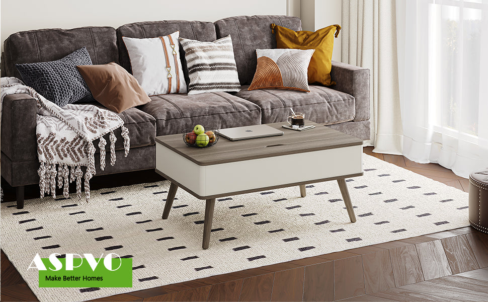 Grey Brown and White Two Tone Coffee Table