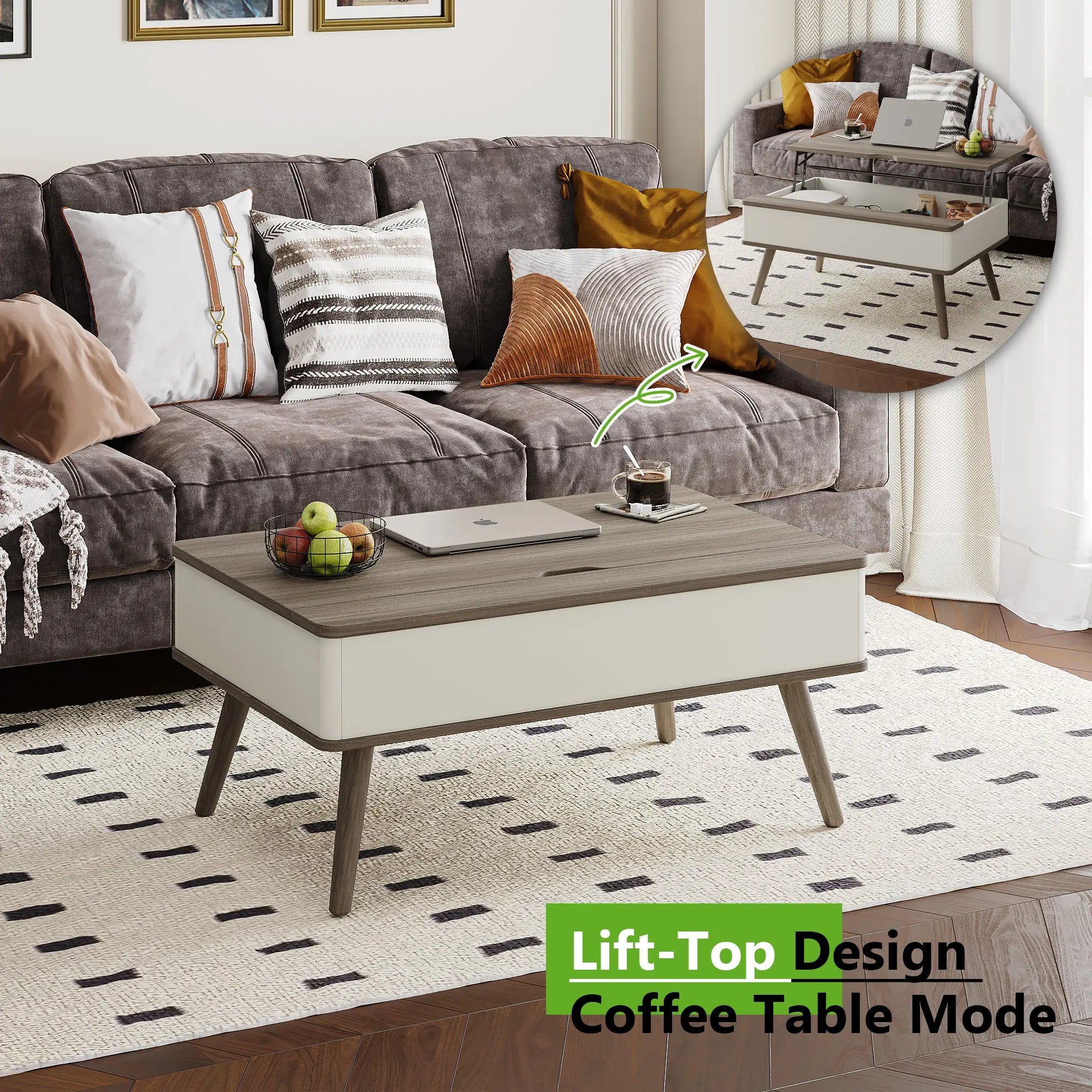 dark gray coffee table with lift top - aspvo home