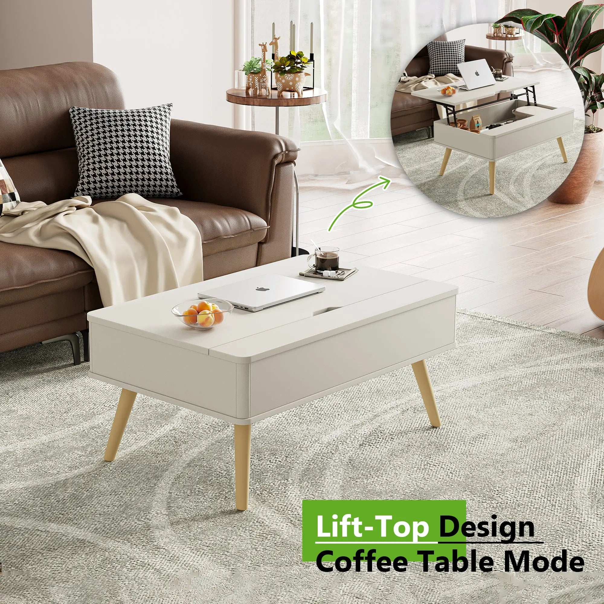 white lifting coffee table with storage | aspvo home