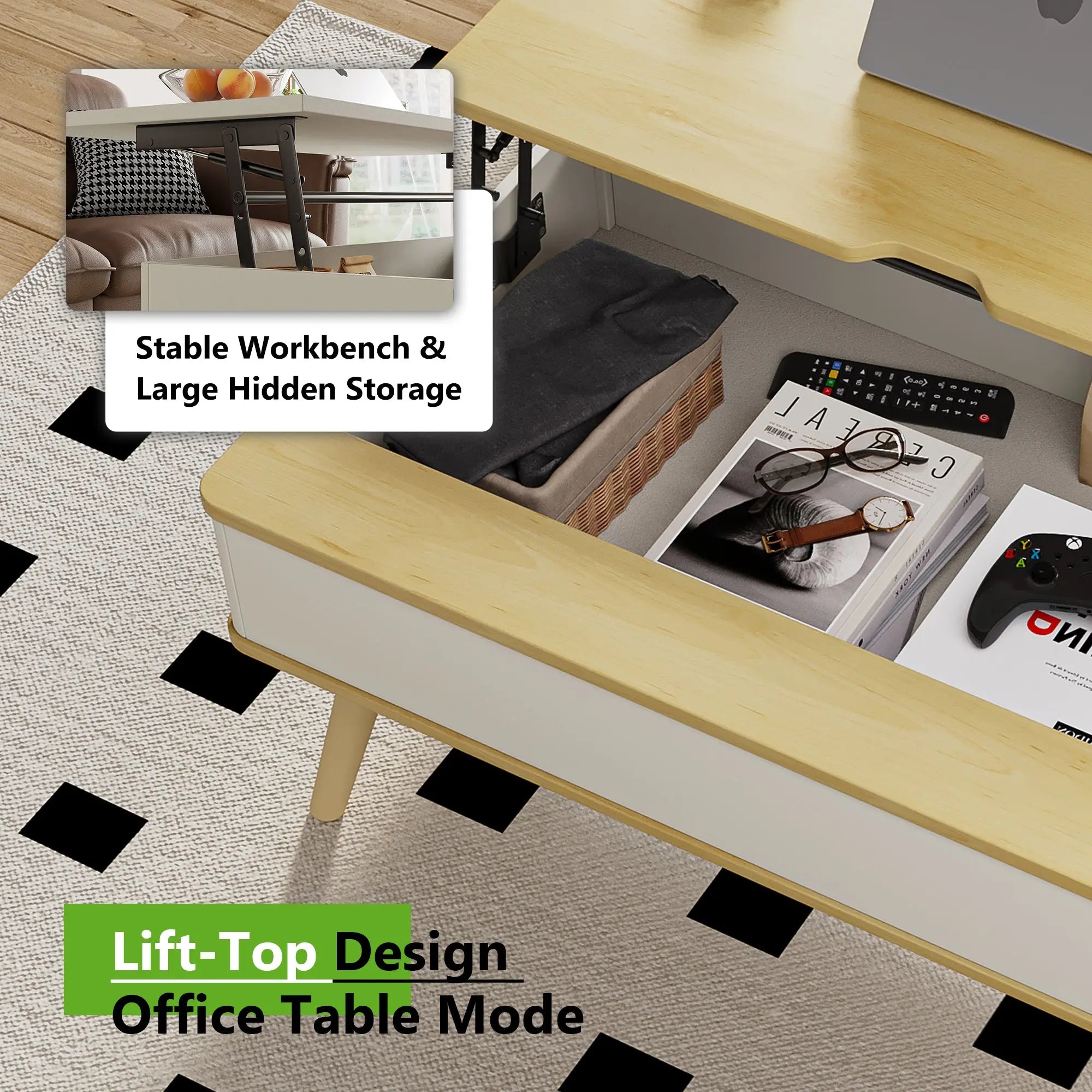 wood block coffee table storage - aspvo home